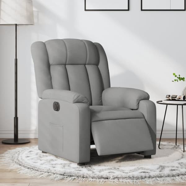 Elektrisk reclinerfåtölj ljusgrå tyg