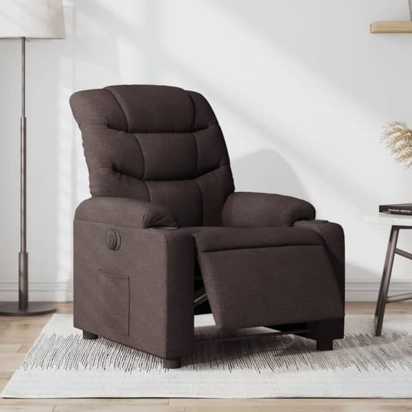 Elektrisk reclinerfåtölj mörkbrun tyg