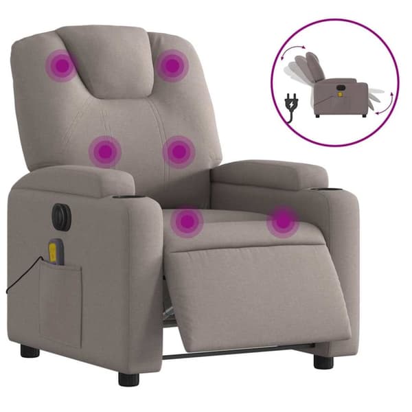 Elektrisk massagefåtölj taupe tyg