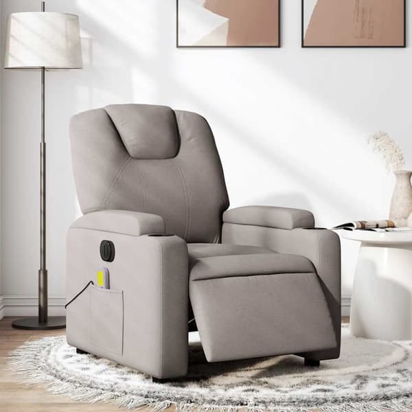Elektrisk massagefåtölj taupe tyg