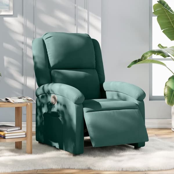 Elektrisk reclinerfåtölj mörkgrön sammet