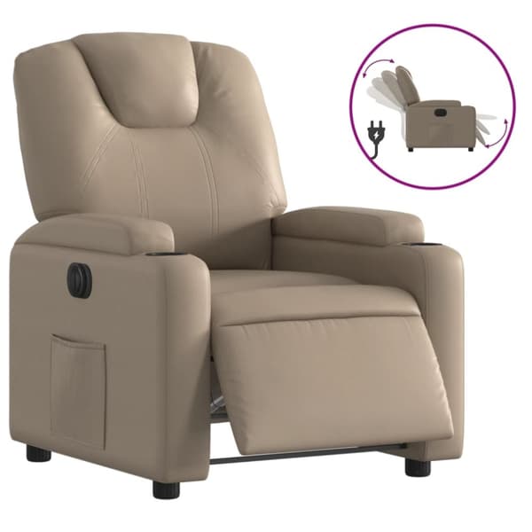 Elektrisk reclinerfåtölj cappuccino konstläder