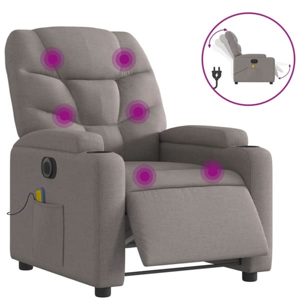 Elektrisk massagefåtölj taupe tyg