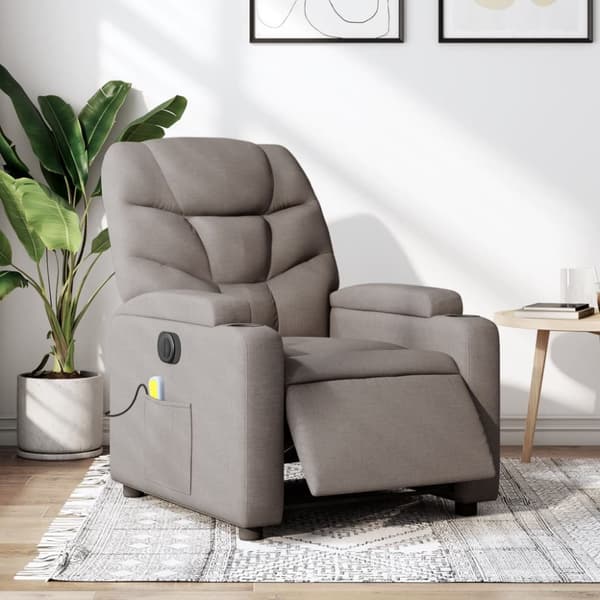 Elektrisk massagefåtölj taupe tyg
