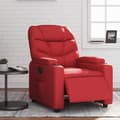 Miniatyrbild 1 av 2: Elektrisk reclinerfåtölj röd konstläder