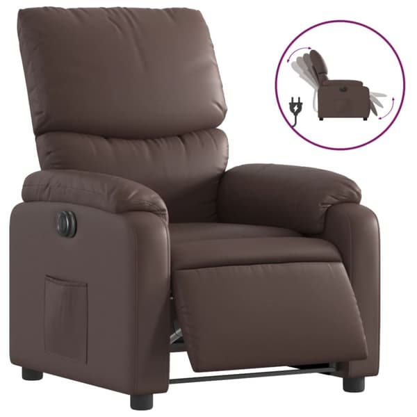 Elektronisk reclinerfåtölj brun konstläder