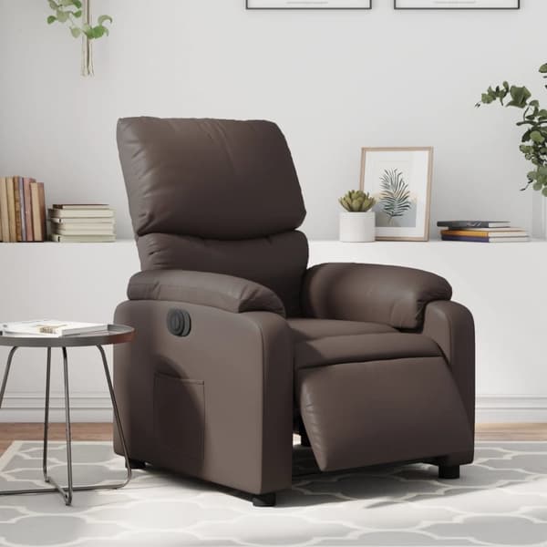 Elektronisk reclinerfåtölj brun konstläder