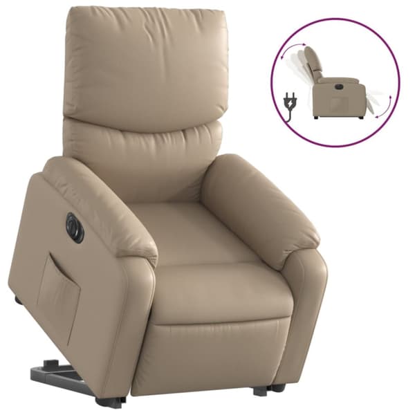 Reclinerfåtölj med uppresningshjälp cappuccino konstläder