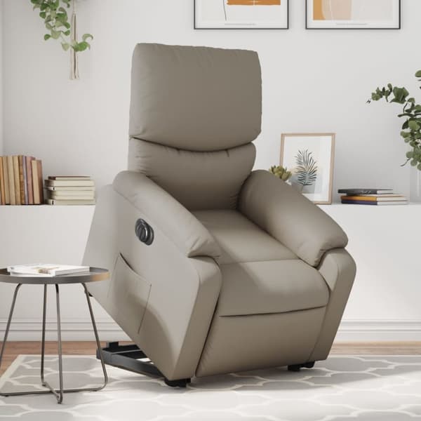 Reclinerfåtölj med uppresningshjälp cappuccino konstläder