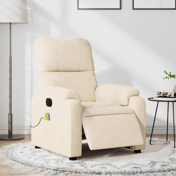 Elektrisk massagefåtölj beige mikrofibertyg