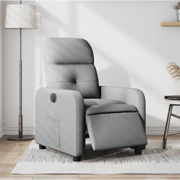 Elektrisk reclinerfåtölj ljusgrå tyg