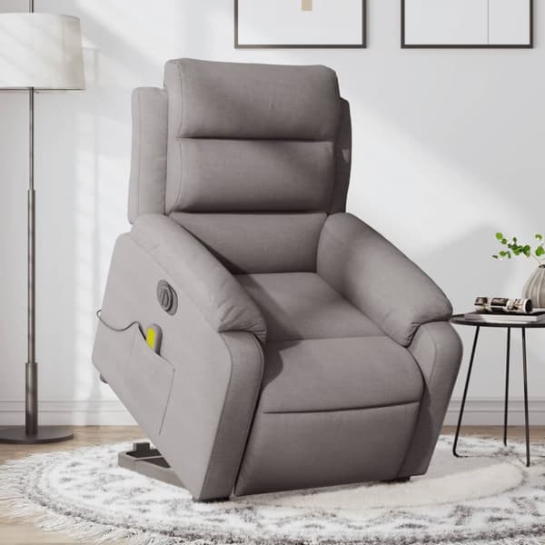 Elektrisk massagefåtölj med uppresningshjälp taupe tyg