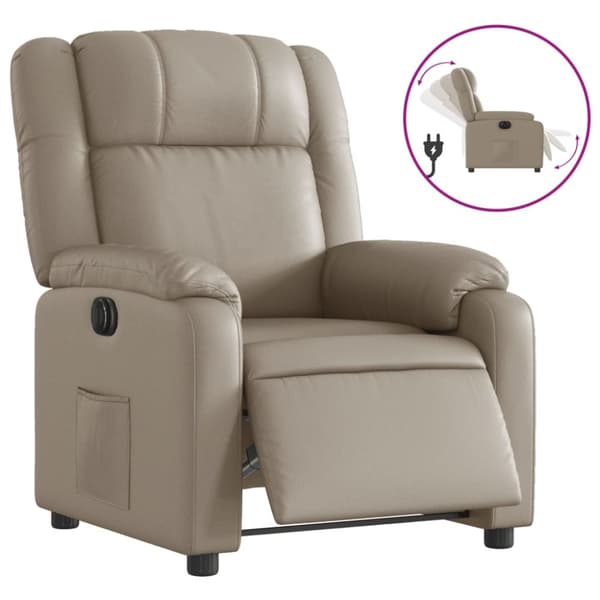 Elektrisk reclinerfåtölj cappuccino konstläder