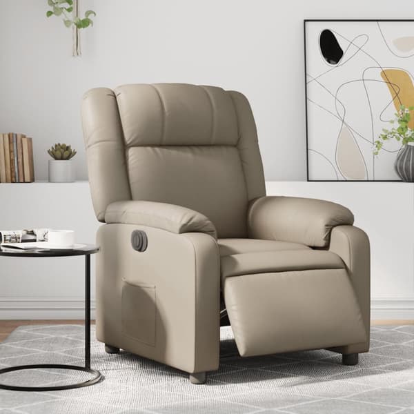 Elektrisk reclinerfåtölj cappuccino konstläder