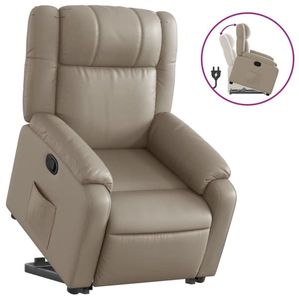 Reclinerfåtölj med uppresningshjälp cappuccino konstläder