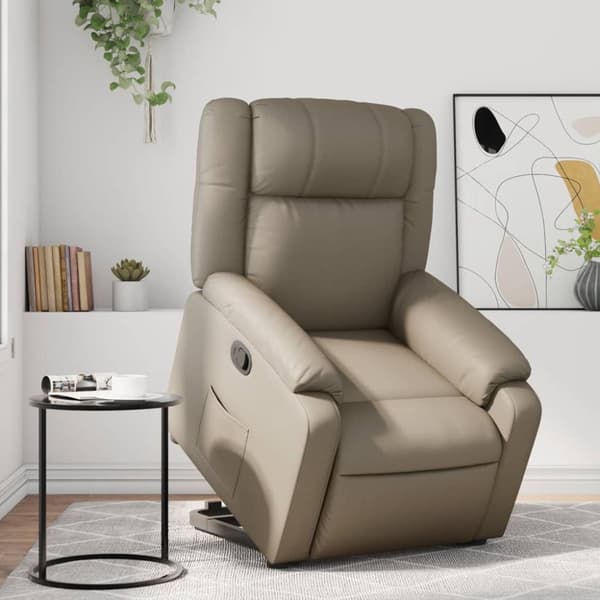 Reclinerfåtölj med uppresningshjälp cappuccino konstläder