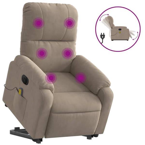 Elektrisk massagefåtölj med uppresningshjälp mikrofibertyg