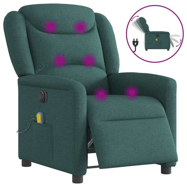 Elektrisk massagefåtölj mörkgrön tyg