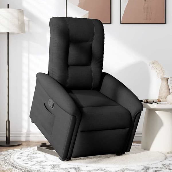Reclinerfåtölj med uppresningshjälp svart tyg