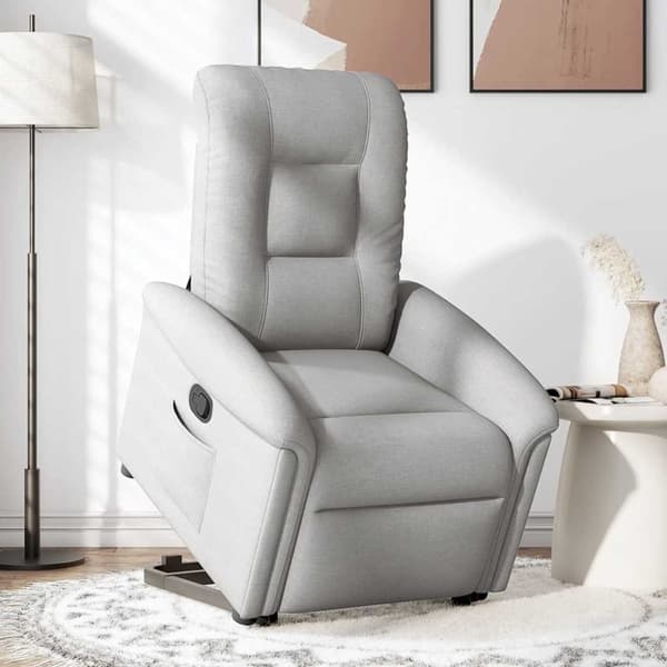 Reclinerfåtölj med uppresningshjälp molngrå tyg