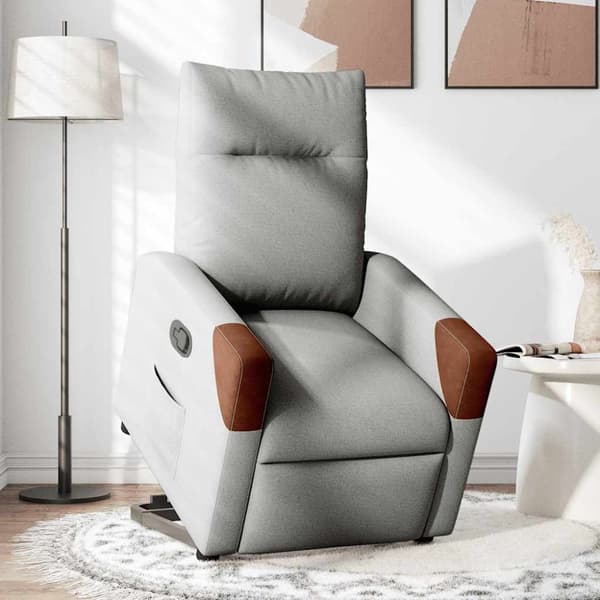 Reclinerfåtölj med uppresningshjälp molngrå tyg
