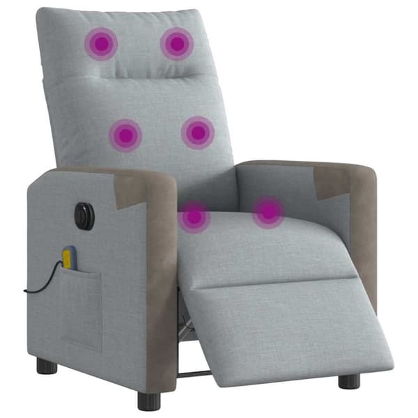 Elektrisk massagefåtölj ljusgrå tyg