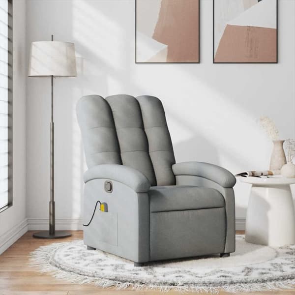 Massagefåtölj ljusgrå tyg