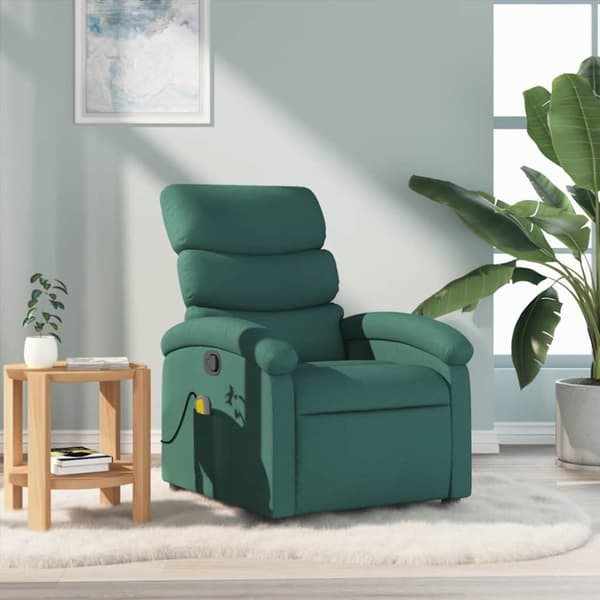 Massagefåtölj mörkgrön tyg