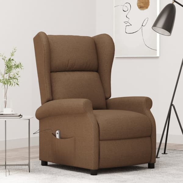 Elektrisk reclinerfåtölj brun tyg