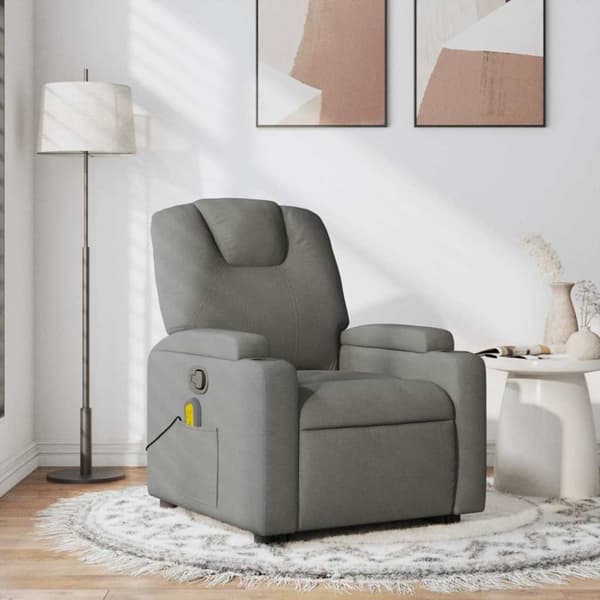 Massagefåtölj mörkgrå tyg