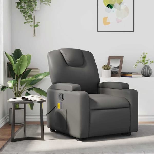 Massagefåtölj grå konstläder