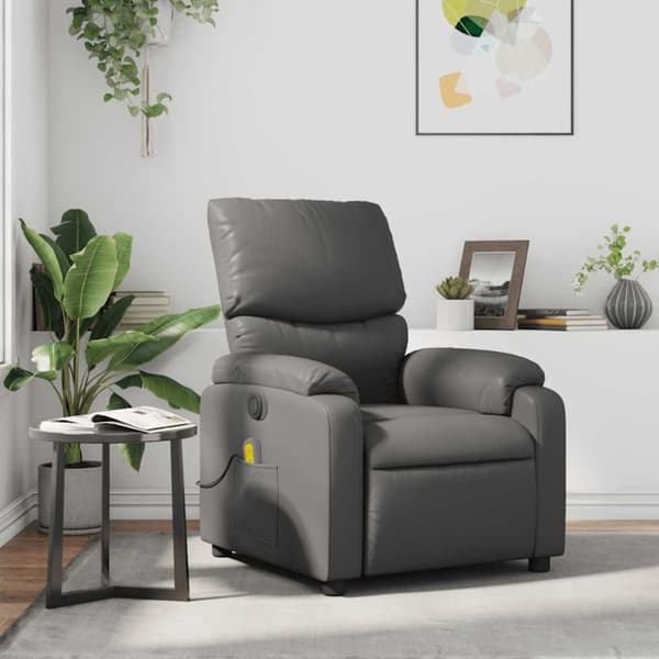 Massagefåtölj grå konstläder