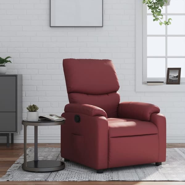 Reclinerfåtölj vinröd konstläder