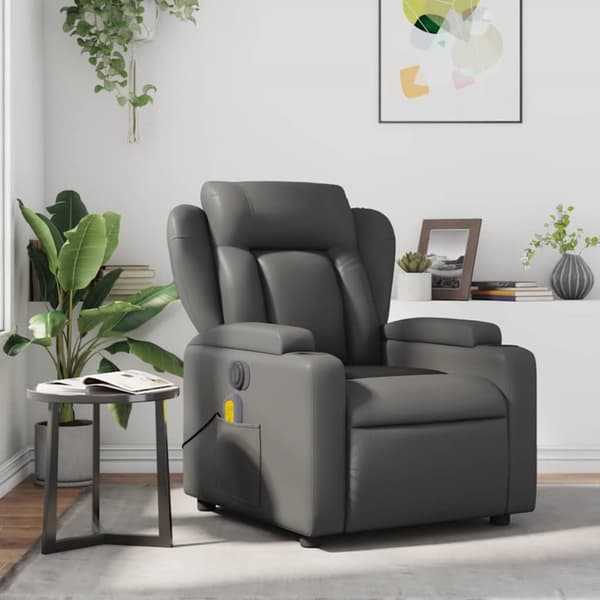 Massagefåtölj grå konstläder