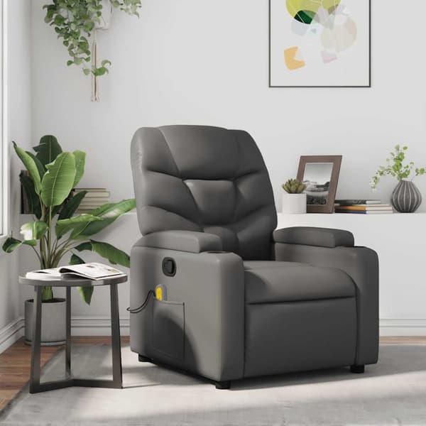 Massagefåtölj grå konstläder