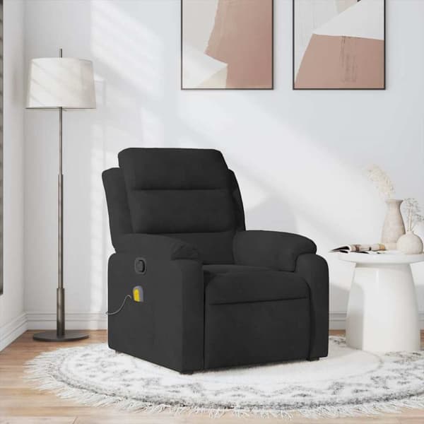 Massagefåtölj svart sammet
