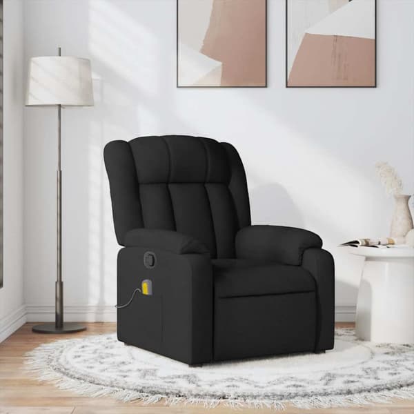 Massagefåtölj svart tyg