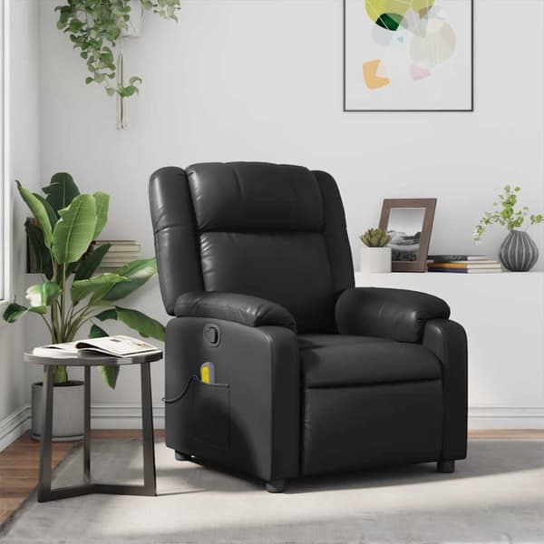 Massagefåtölj svart konstläder