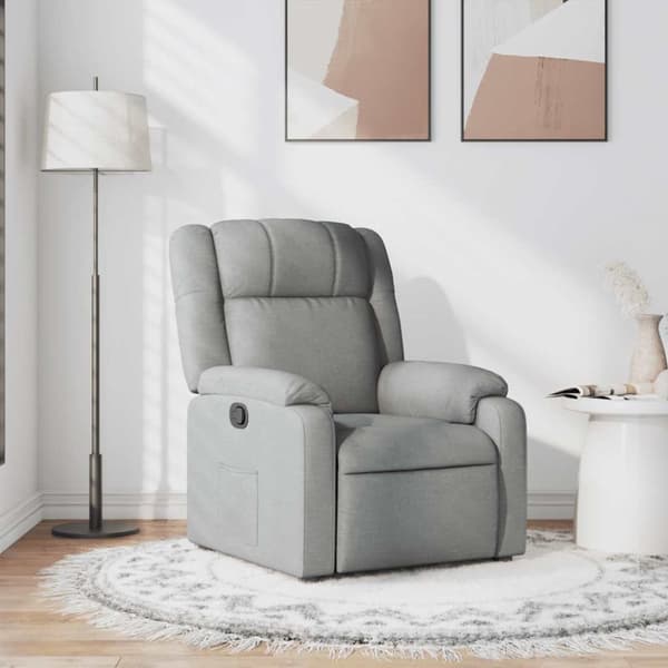 Reclinerfåtölj ljusgrå tyg