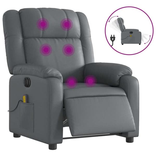 Elektrisk massagefåtölj grå konstläder