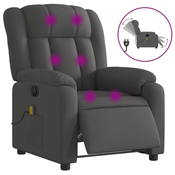 Elektrisk massagefåtölj mörkgrå tyg