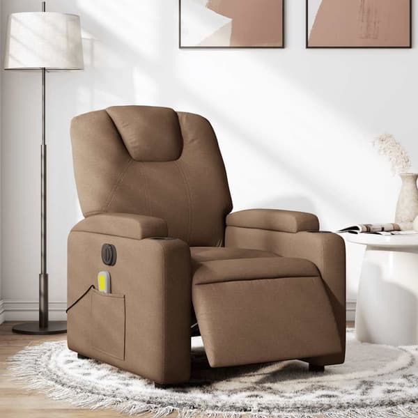 Elektrisk massagefåtölj brun tyg