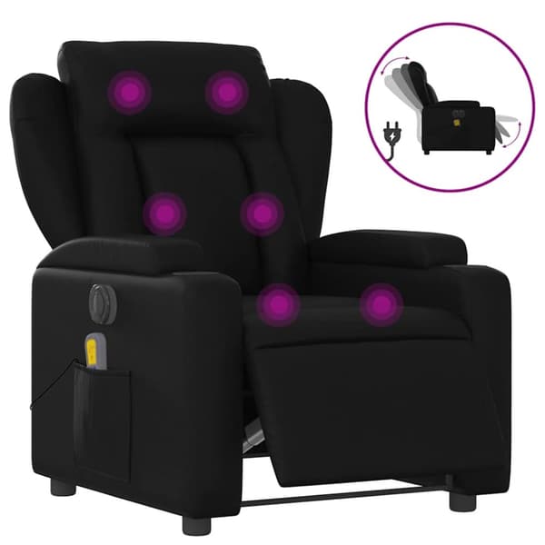 Elektrisk massagefåtölj svart konstläder
