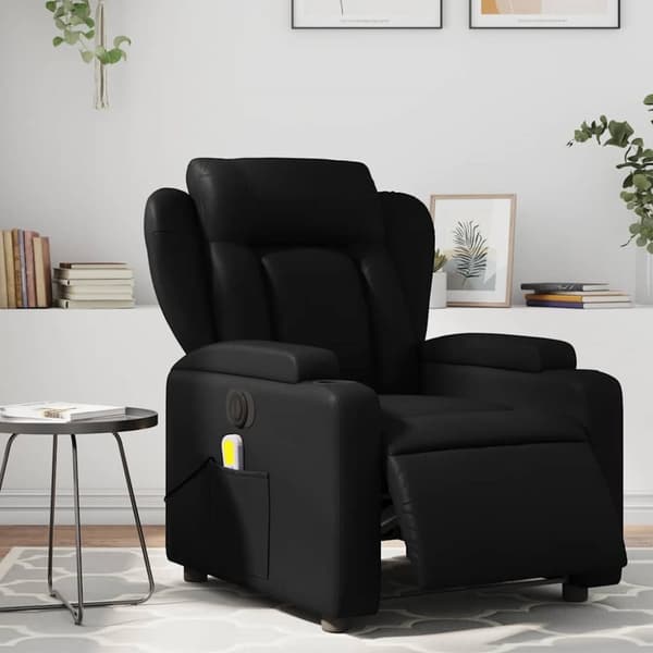 Elektrisk massagefåtölj svart konstläder