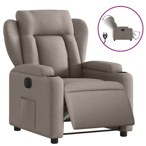 Elektrisk reclinerfåtölj taupe tyg