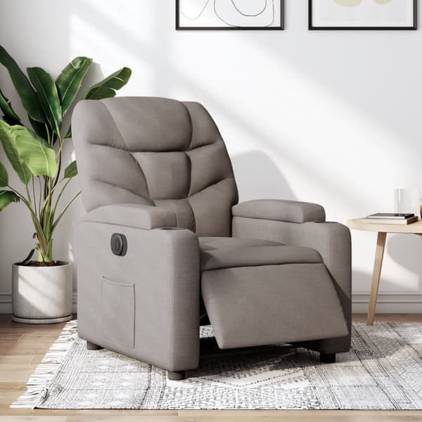 Elektrisk reclinerfåtölj taupe tyg