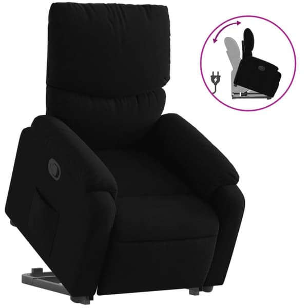 Reclinerfåtölj med uppresningshjälp svart tyg