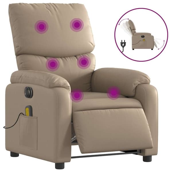 Elektrisk massagefåtölj cappuccino konstläder