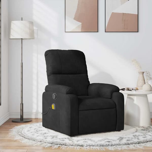 Massagefåtölj svart mikrofibertyg