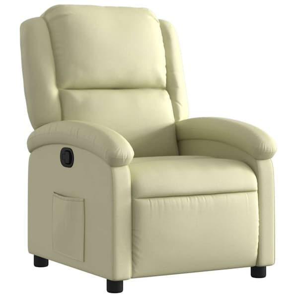 Reclinerfåtölj gräddvit äkta läder